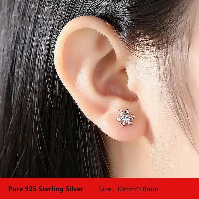 Buyee-Boucles d'oreilles douces en argent regardé 925 pour femmes et filles