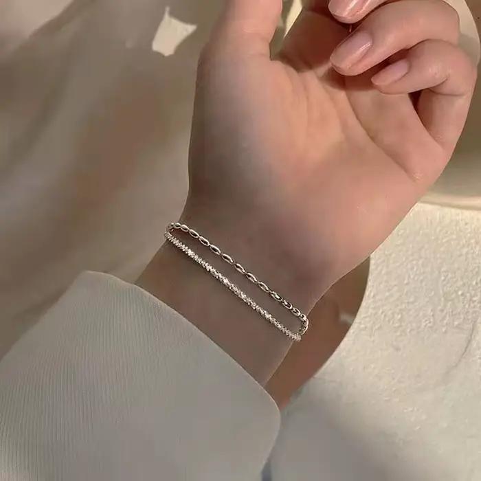 Bracelet Double couche en argent Sterling 925, perles exquises et simples pour femmes, accessoires de bijouterie fine, nouvelle mode
