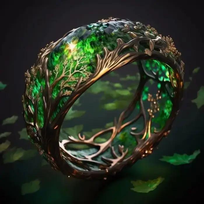 Bague créative et exquise en verre vert pour femmes