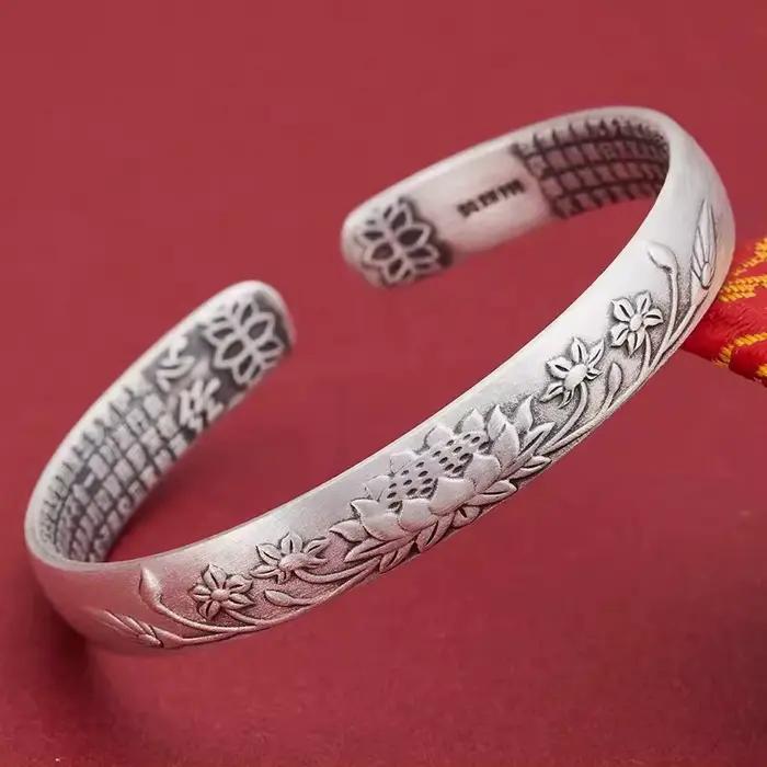 Bracelet jonc rond tendance en argent sterling 925