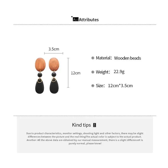 Boucles d'oreilles Vintage en bois pour femmes