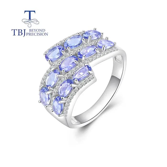 Tbj-Bague en pierre précieuse de luxe pour femme