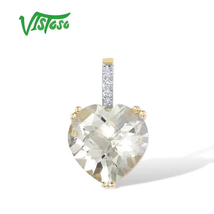 VISTOSO véritable 14K 585 Rose/blanc/jaune pendentif en or pour les femmes radiant ciel bleu topaze/grenat/fumé Quartz diamant bijoux fins