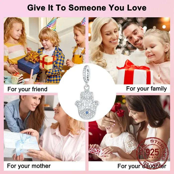 Bracelet Main de Fatima Talisman en Argent Sterling 925 Zircon Blanc Protection Symbole Chance Occasion Spéciale Femmes Bijoux