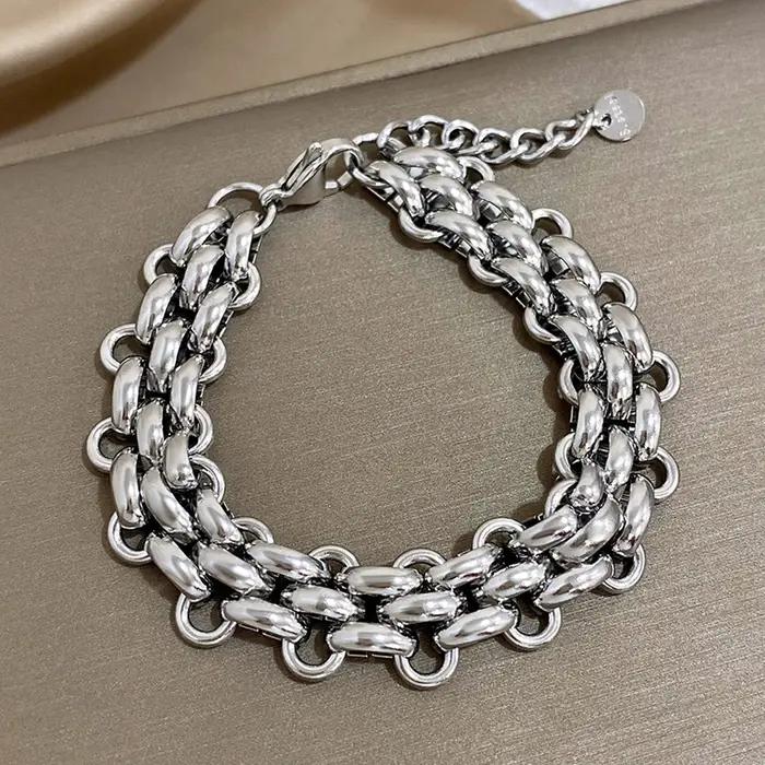 Bracelet à chaîne épaisse en acier inoxydable pour femmes