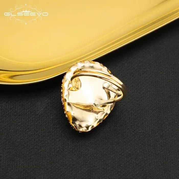 GLSEEVO-Bague en Perles Baroques Naturelles pour Femme, Strass Incrustés à la Main, Mode Exquise, Personnalité, Luxe, ix, Bijoux pour Dames, Nouveau