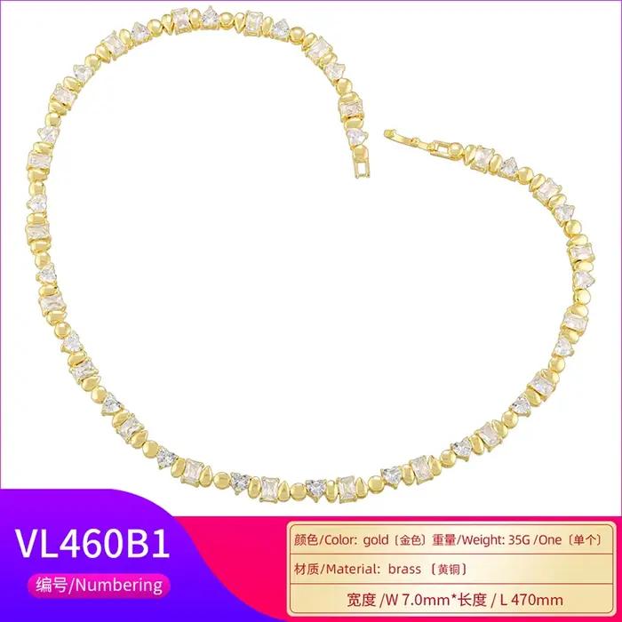 Bracelet et Collier Incrustés Géométriques Irréguliers Plaqués Or 18 Carats Accessoires de Mode Femme Occasions Spéciales
