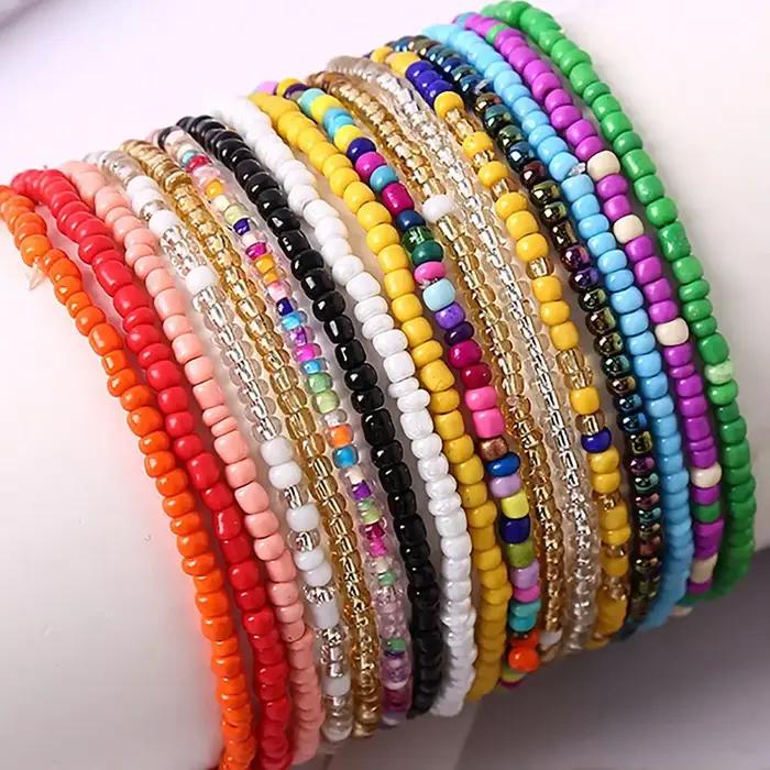 17 pièces Bracelets de perles élastiques bohème empilables