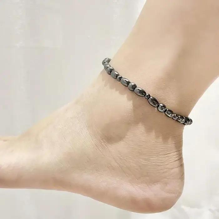 Bracelet de cheville magnétique géométrique en hématite