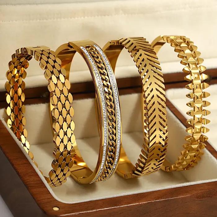 DODOHAO personnalité belle incrustée Zircon femme bracelets en acier inoxydable