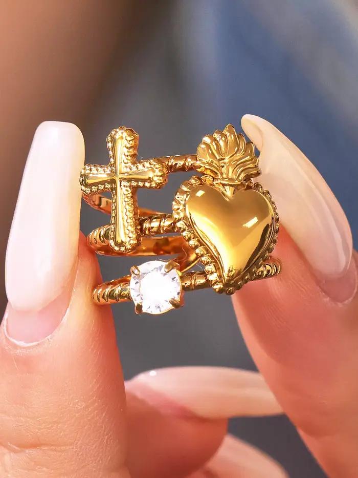 Bagues mignonnes en forme de cœur d'amour pour femmes