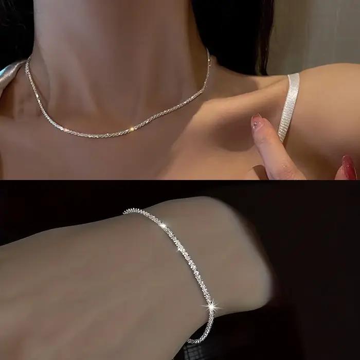 Ensemble de bijoux de luxe en argent Sterling 925 pour femmes, ciel étoilé, collier scintillant de s
