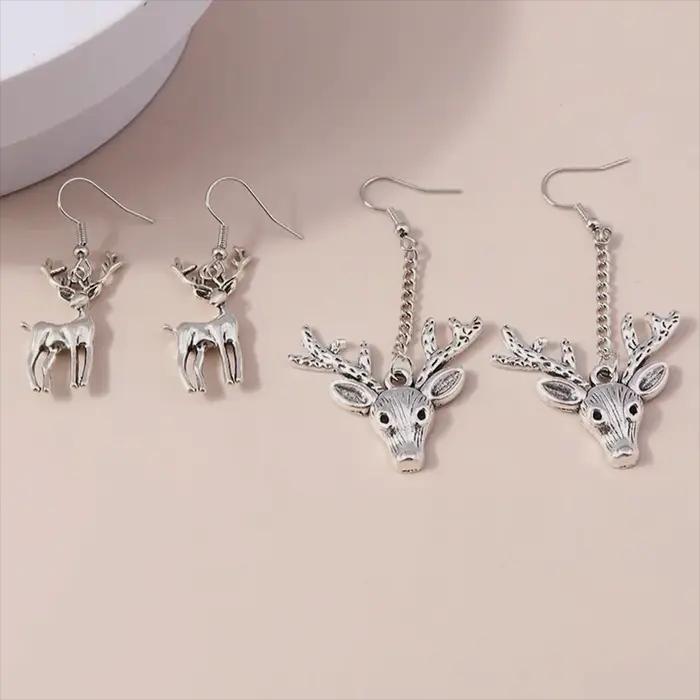 Boucles d'oreilles en métal couleur argent Aihua