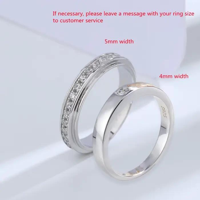 Buyee 925 bague de couple en argent Sterling blanc Zircon
