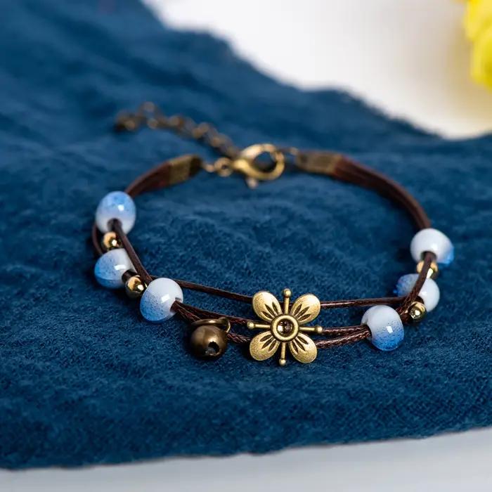 Bracelet de perles en céramique fait à la main pour femmes