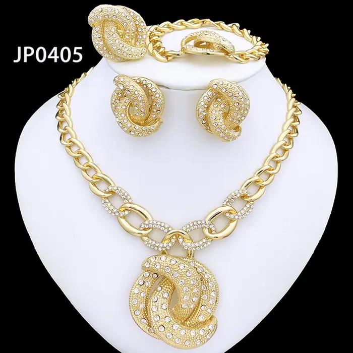 Ensemble de bijoux de luxe plaqué or 18 carats pour femmes
