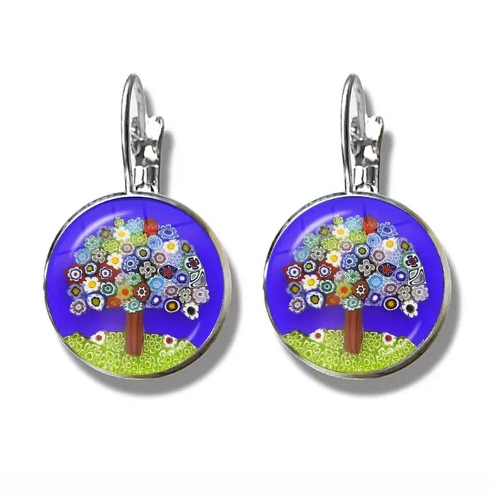 Boucles d'oreilles en forme de fleur de Murano Millefiori