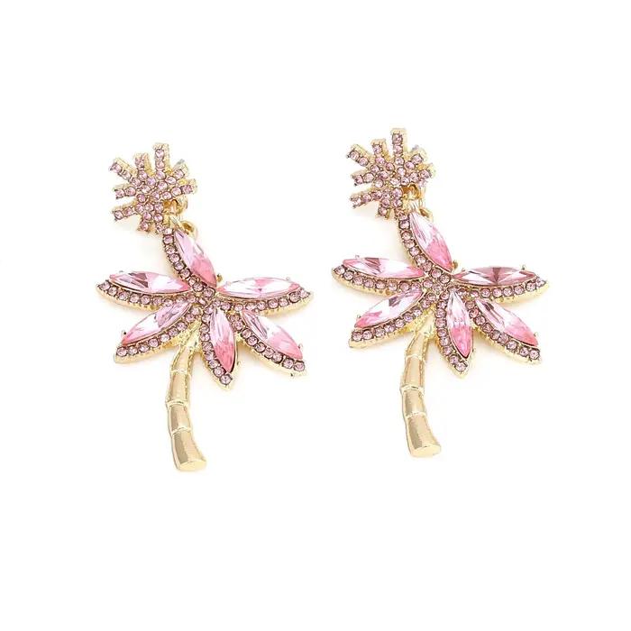 Boucles d'oreilles pendantes en alliage incrustées de diamants, motif noix de coco, nouveau design c
