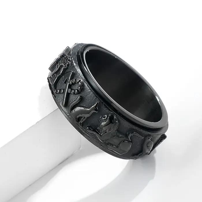 Bague rotative en acier au titane avec motif de belle signification