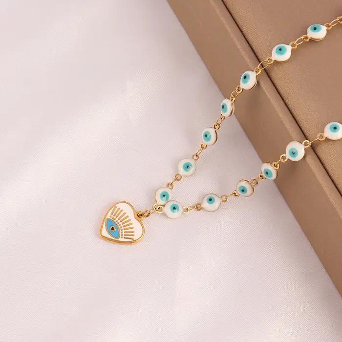 Collier à breloques mauvais œil de couleur bleue pour femmes et hommes