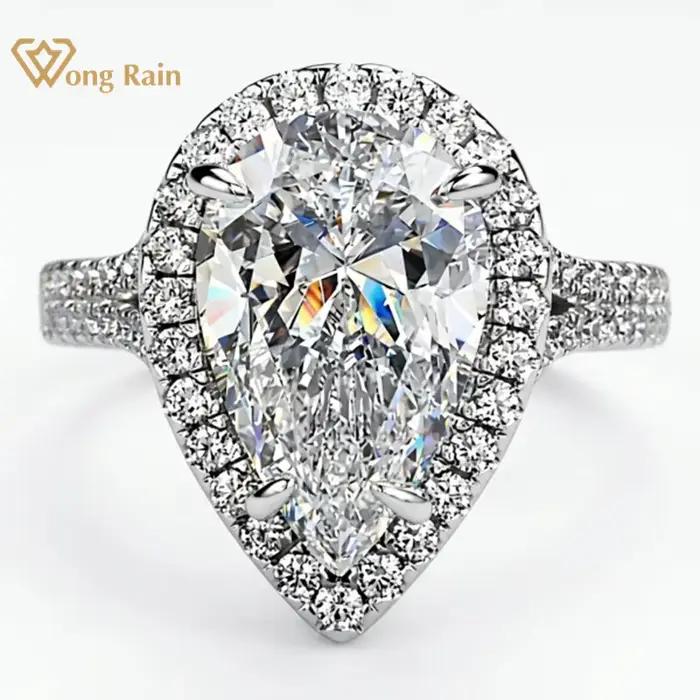 Wong Rain – bague Vintage en argent Sterling 925, 8x13 MM, saphir de laboratoire, diamants à haute t