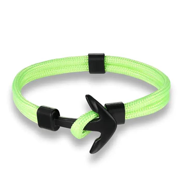 Nouvelle mode tissé multicouche noir ancre Bracelets hommes espoir