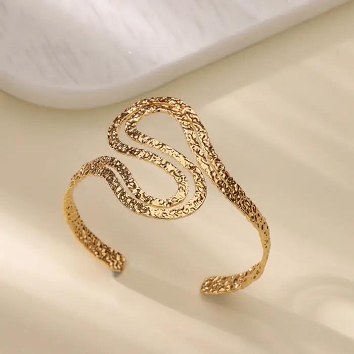 Bracelet en acier inoxydable pour femmes et hommes, esthétique, feuille de fleur, ouverture, couleur