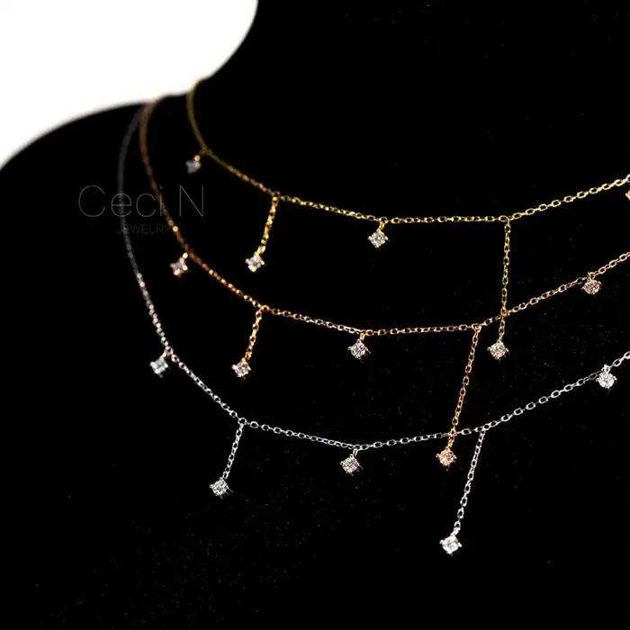 Collier à breloques étoile en argent Sterling 925 et Zircon pour femmes