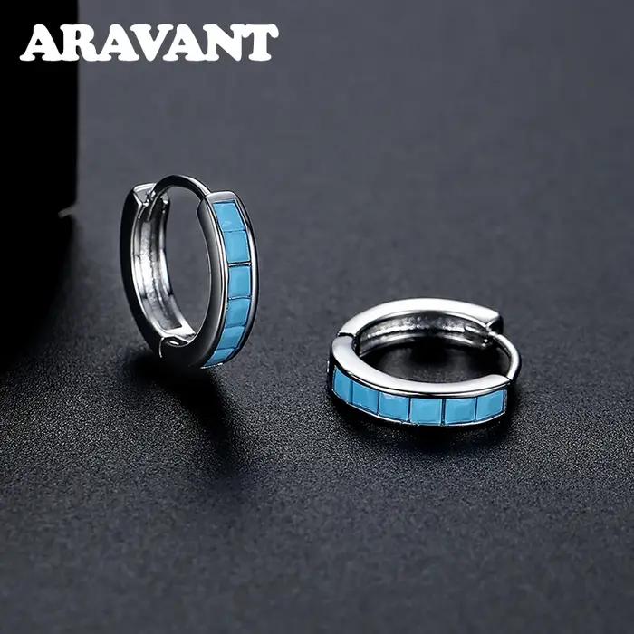 Boucles d'oreilles en argent sterling 925 bleu turquoise pour femmes styles mode et sophistiqués pour mariage fiançailles anniversaires et occasions spéciales
