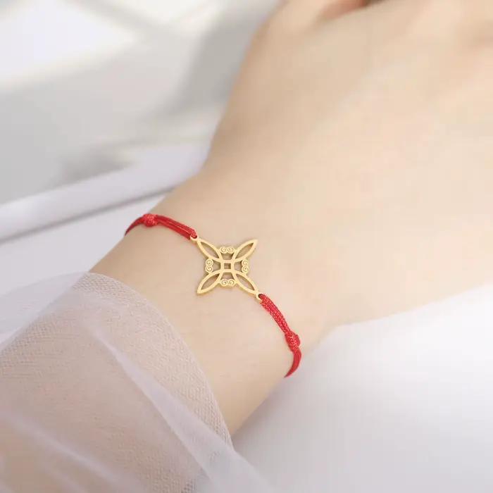 LIKGREAT Bracelet en corde de cire avec nœud de sorcière