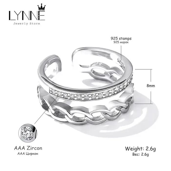 Bague Double couche en argent Sterling 925 pour femmes