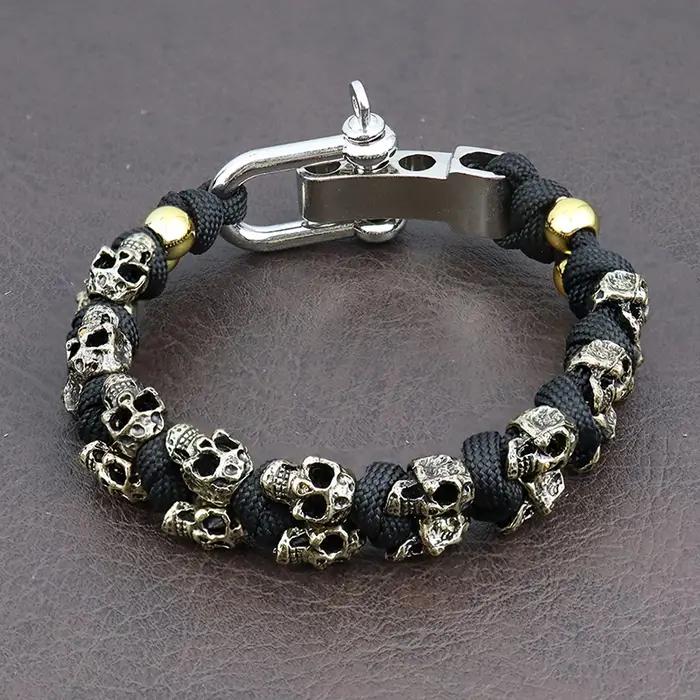 ChimPopméthanol-Bracelets tête de mort pour hommes, modules vintage, bracelet tissé réglable, punk,
