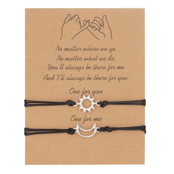 Ensemble de Bracelets soleil lune, Bracelet en corde tissée réglable fait à la main pour Couple, fem