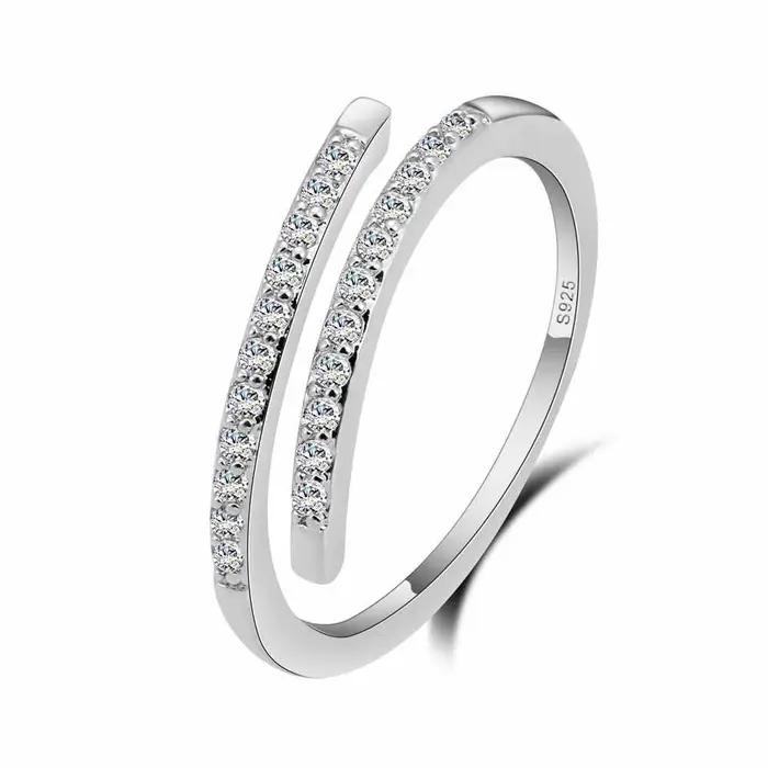 Beau Design de bague fine pour femmes, bijoux redimensionnables, couleur argent Sterling 925, Zircon