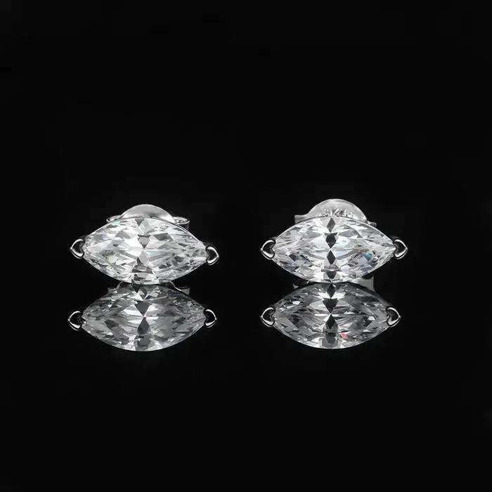 Boucles d'oreilles chaîne en moissanite taille marquise 0,5/1 carat pour femme, avec diamant de labo