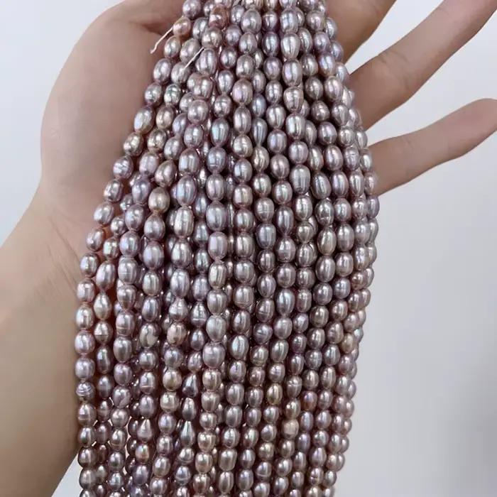 Perle d'eau douce naturelle de riz violet poli