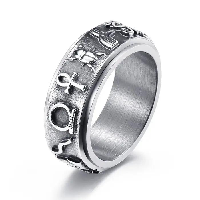 Bague rotative en acier au titane avec motif de belle signification