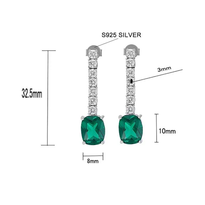 TEMGF cultiver émeraude/rubis boucles d'oreilles pour femmes S925 en argent Sterling longues boucles