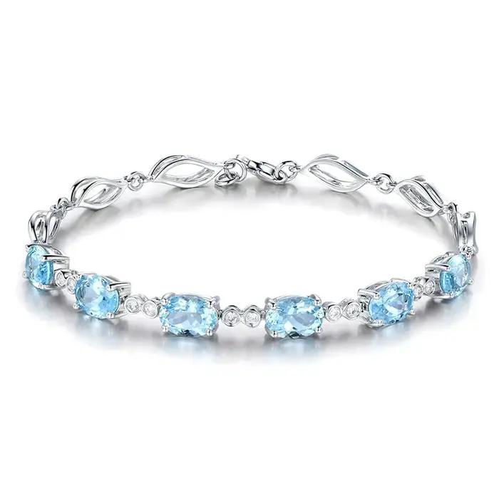 Bracelet en argent regardé 925 pour femme, breloque saphir exquis, cadeau de bijoux, nouveau style