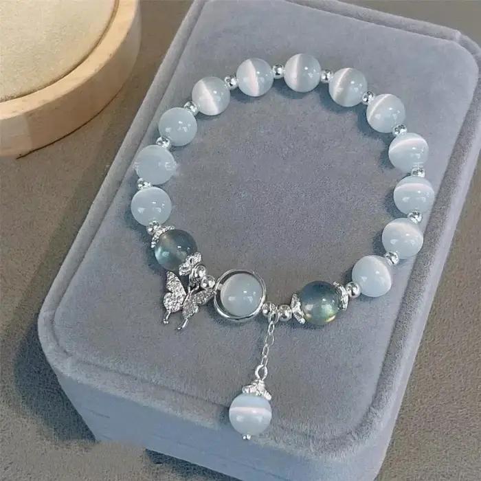 Opale originale bleu mer trésor clair de lune cristal Bracelet léger luxe élastique
