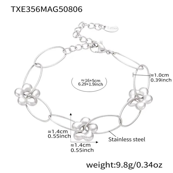 Ensemble de bijoux en acier inoxydable Marka plaqué or pour femmes occasions spéciales collier bracelet chaîne à fleurs