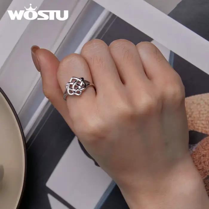 WOSTU – bagues à nœud celtique en argent Sterling 925 pour femmes