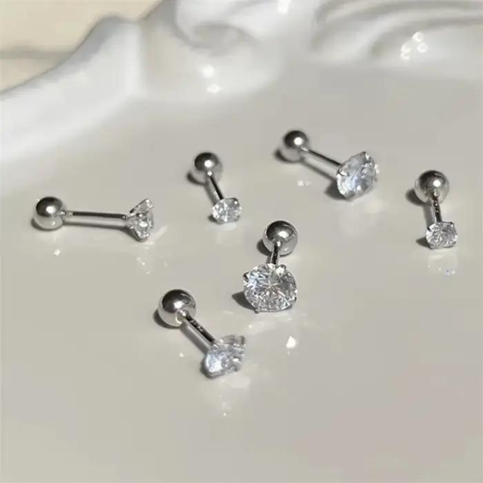 3 paires de boucles d'oreilles rondes classiques en zircone pour femmes