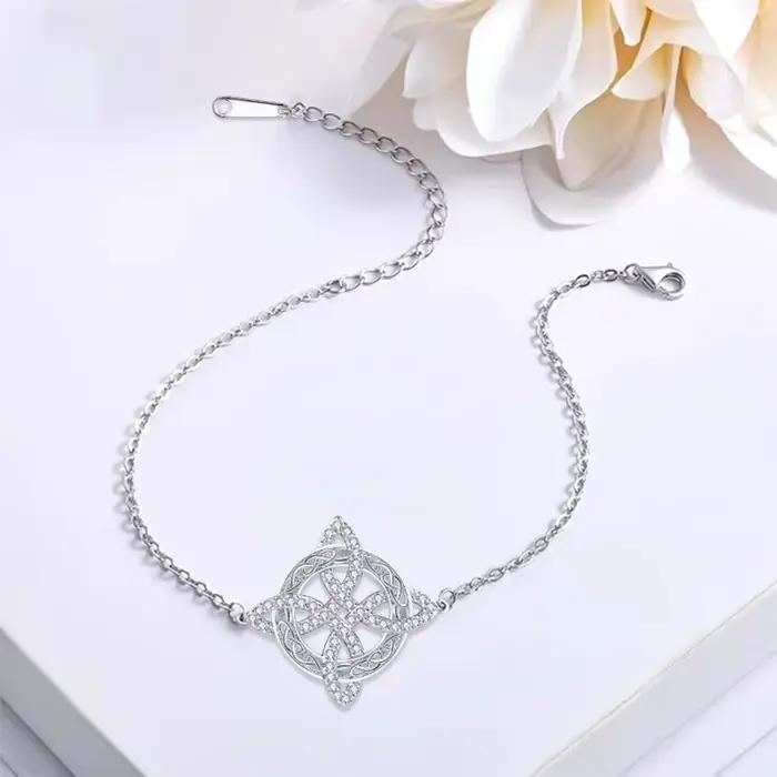 Bracelet en argent thaïlandais 925 avec nœud de sorcière et zircone pour femmes