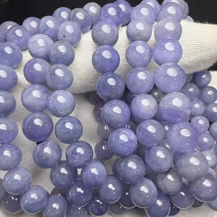 Prestyle Meihan – Bracelet et collier de perles rondes en Tanzanite naturelle AAA