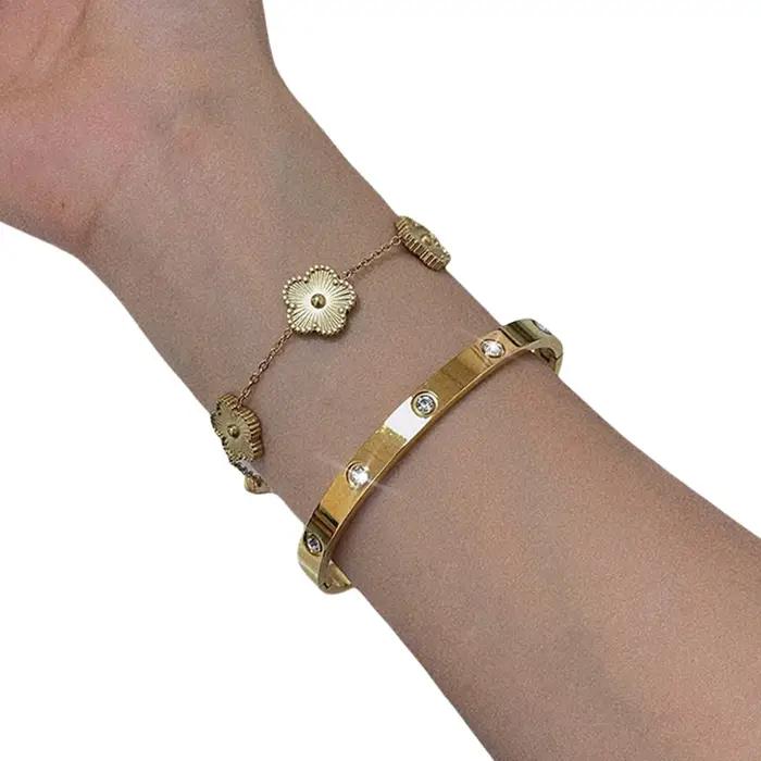 Bracelet empilable Trèfle d'amour pour femmes et adolescentes