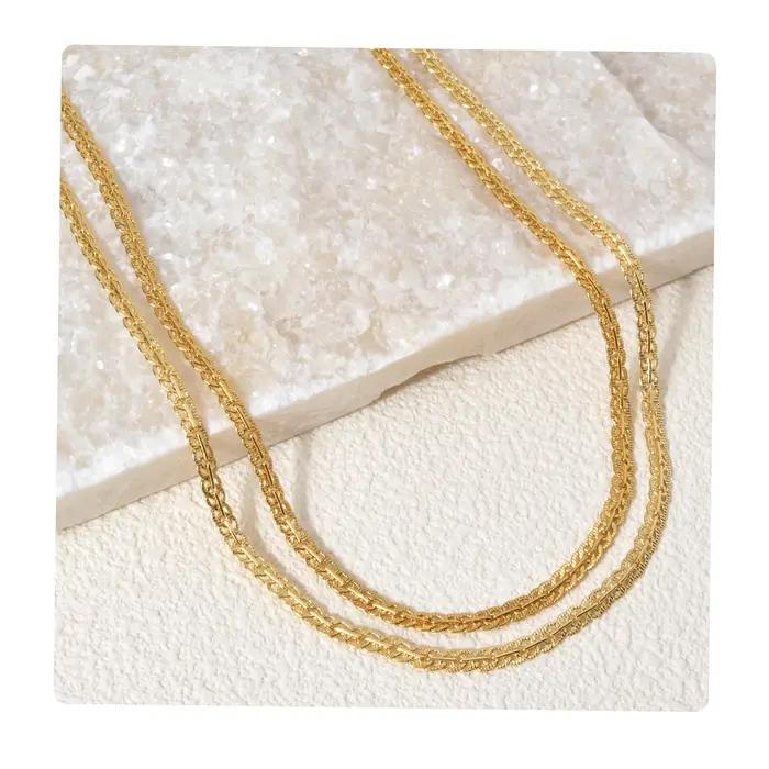 Collier chaîne à maillons plaqué or 18 carats pour femme et homme