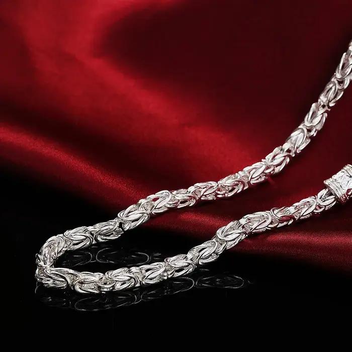 Chaîne géométrique 6MM tendance en argent sterling 925