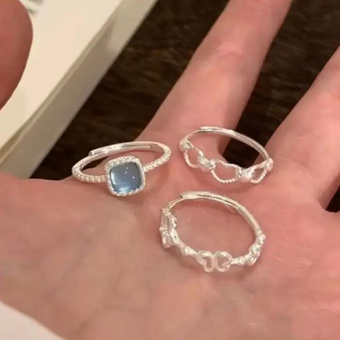 Sam Panda – bague en argent Sterling 925 avec Zircon bleu pour femmes