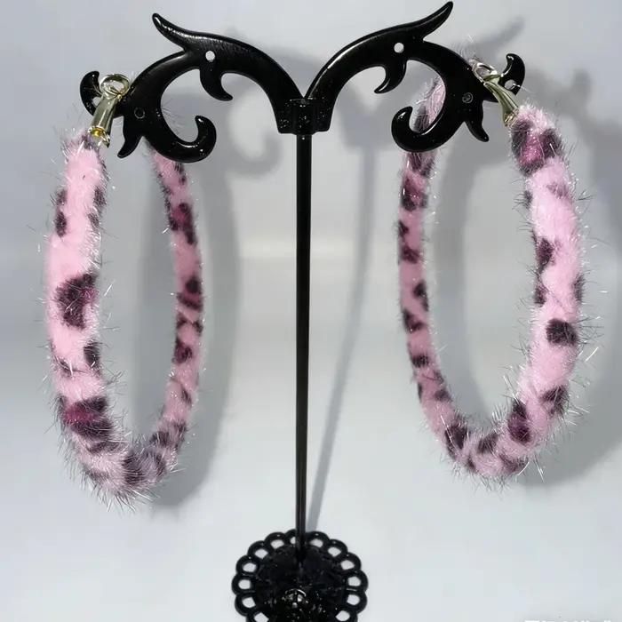 Y2K – boucles d'oreilles imprimées léopard rose pour femmes